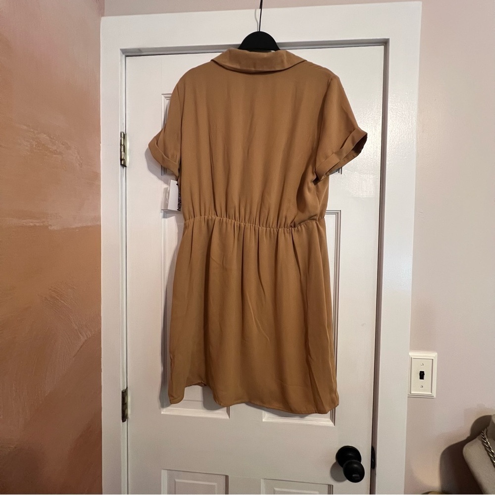 #128 NINE WEST SURPLICE SHIRT WRAP DRESS LARGE - Picture 2 of 8